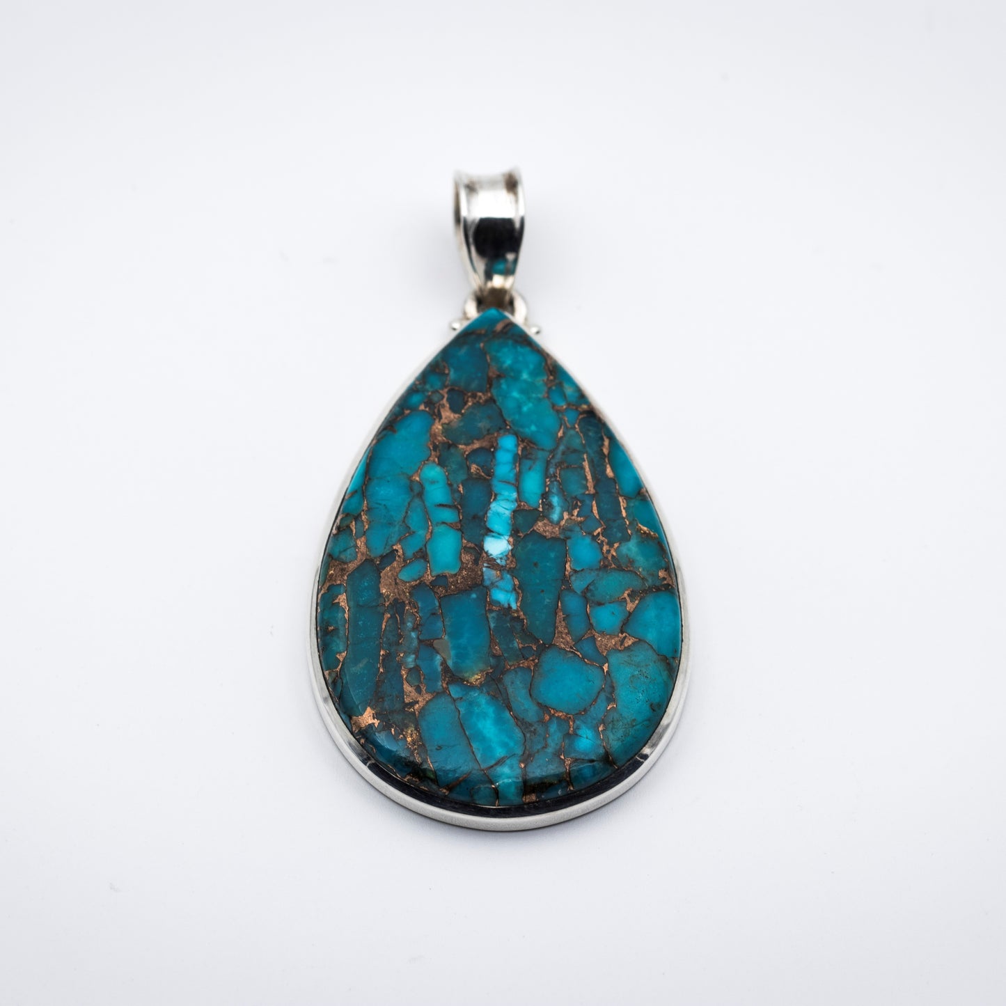 Blue Copper Turquoise Silver Pendant