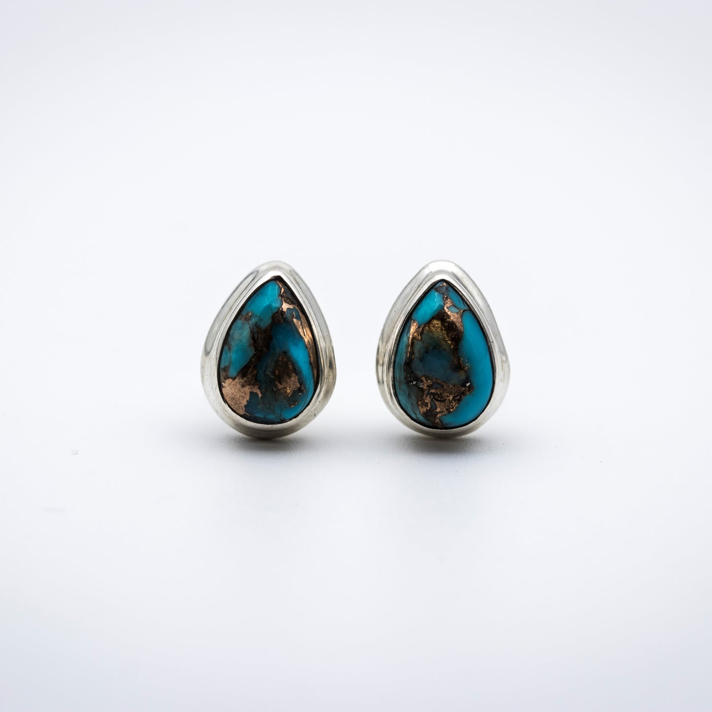 Blue Copper Turquoise Silver Earrings
