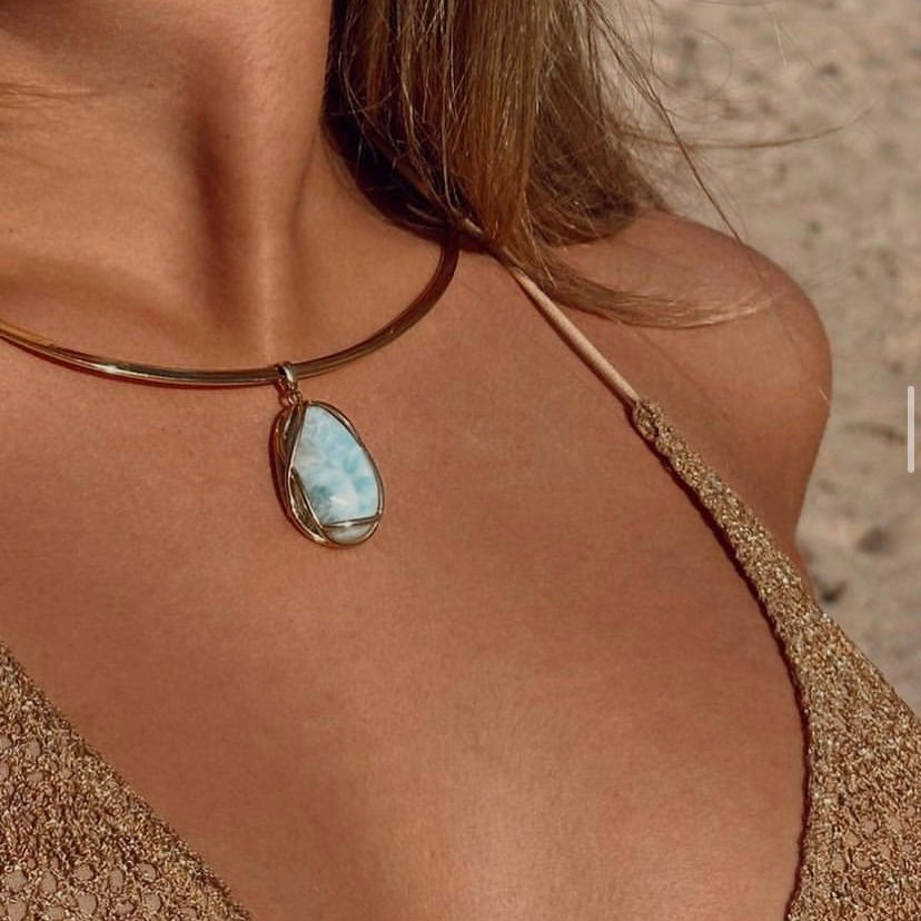 Larimar Gold Plated Necklace