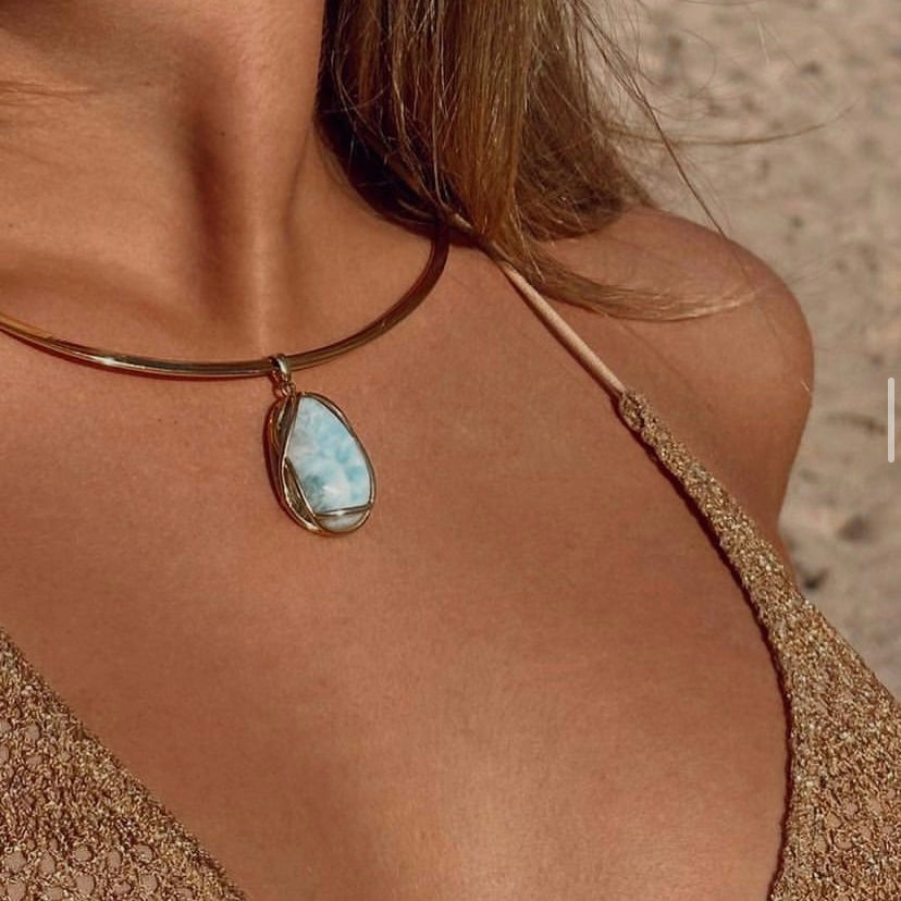 Larimar Gold Plated Necklace - Cassiopeia