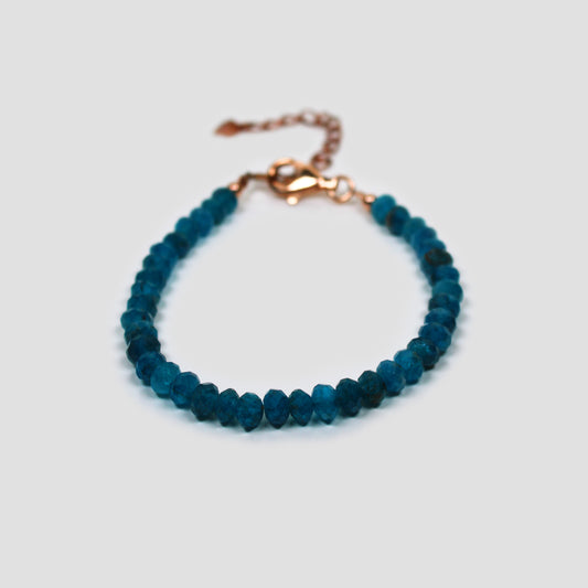 Blue Apatite Bracelet on a gray surface