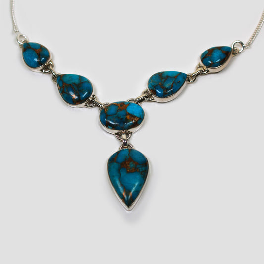 Blue Copper Turquoise Silver Necklace