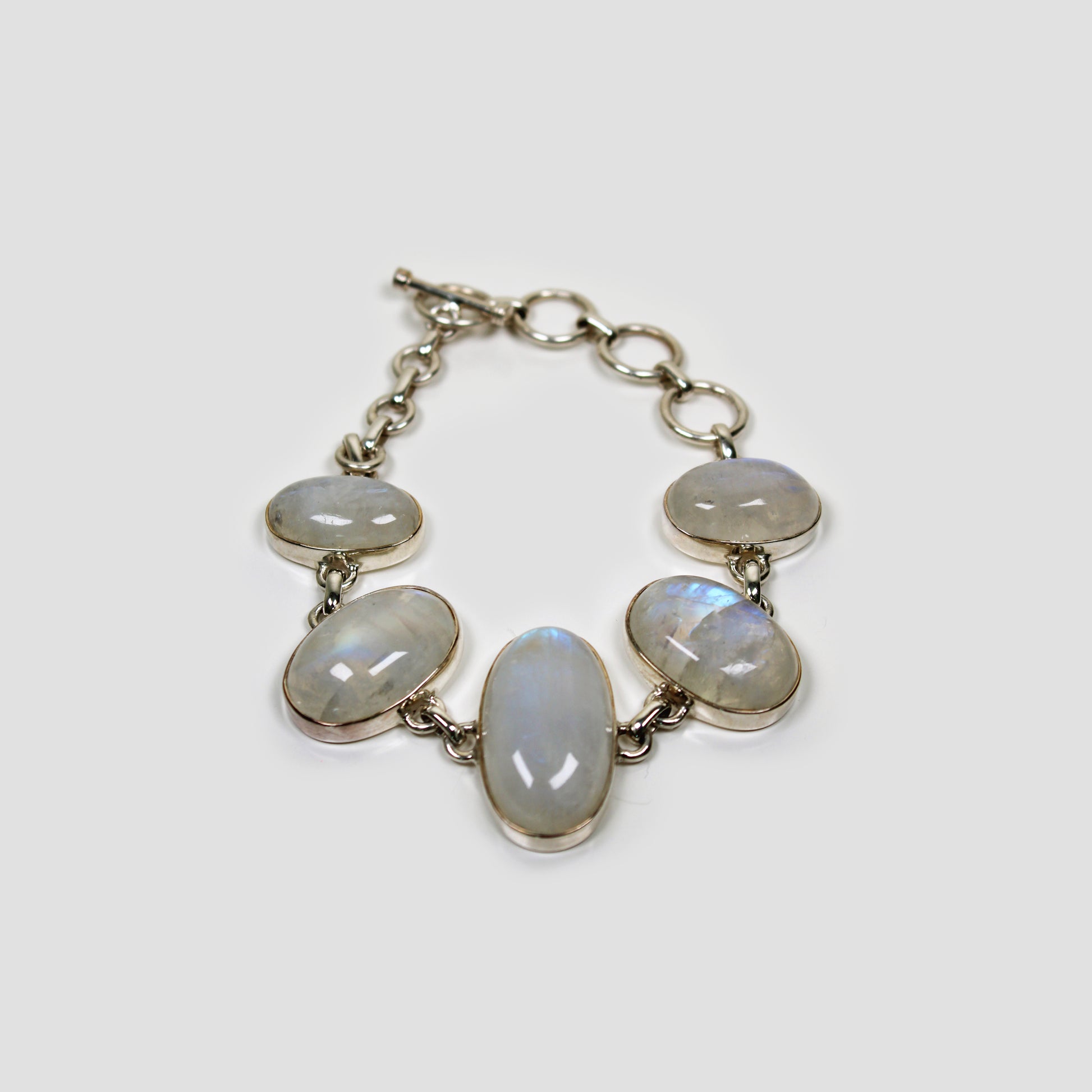 Moonstone Silver Bracelet on a gray surface